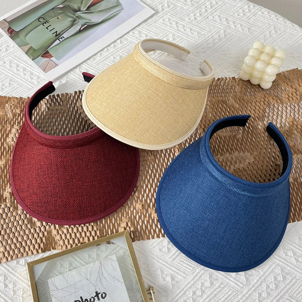 1PC Summer Sun Visors for Women  Adjustable Cap Sports Sun Visors for Men Clip-On Wide Brim Visor Hats Straw Cap Suncap view 4