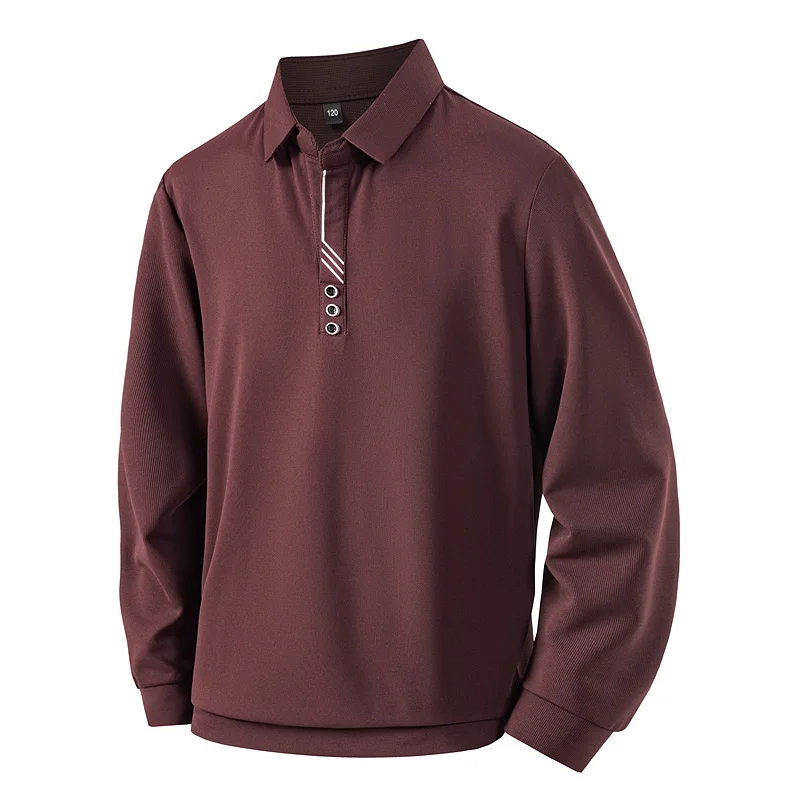 

Мужская рубашка-поло с длинными рукавами - осенне-зимняя футболка с отложным воротником, повседневная одежда, дышащие ребристые манжеты