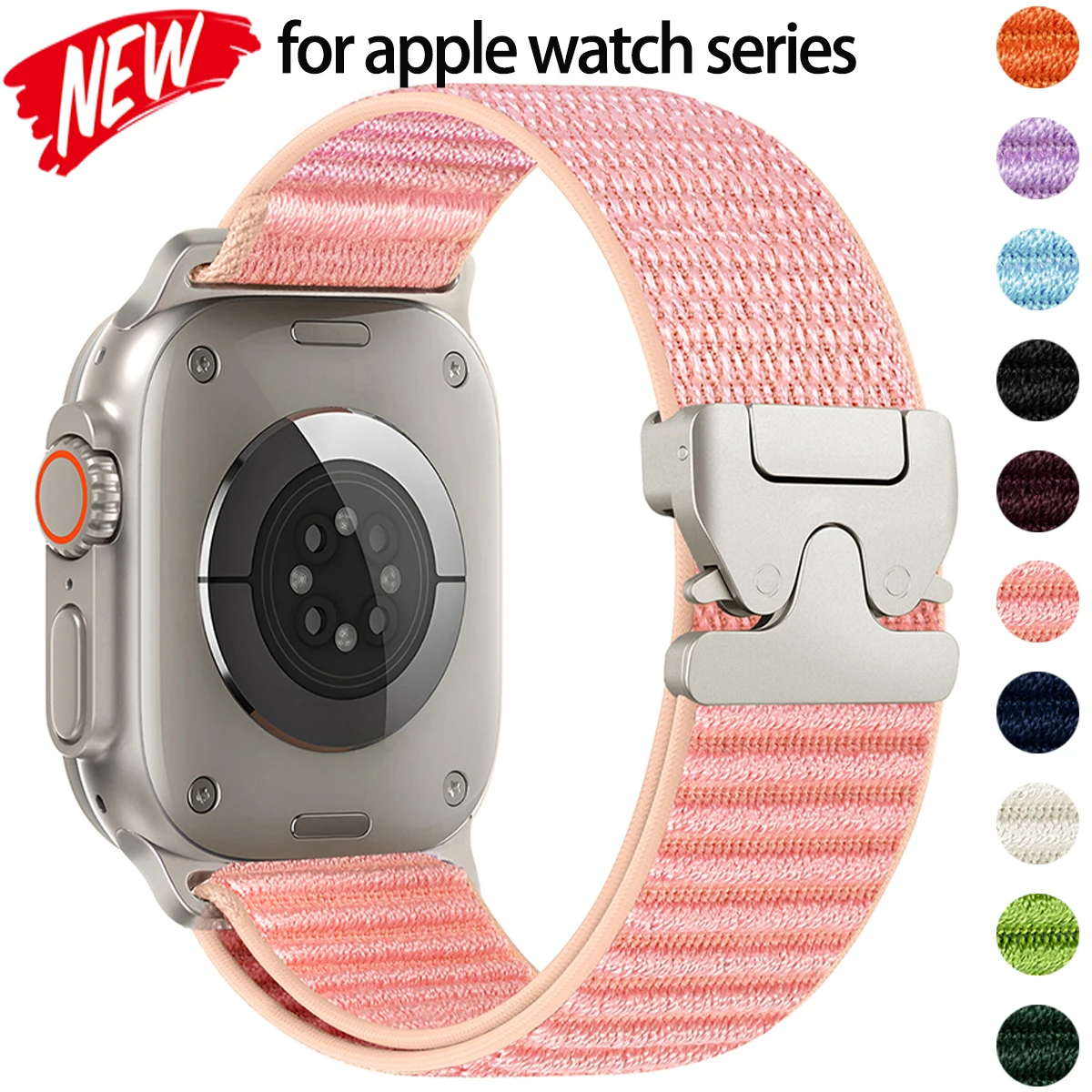 Nylon-Sportarmband für Apple Watch Series Ultra 3 49 mm 42 45 38 40 41 mm Fallschirmschnallenarmband für Iwatch Series 11 10 9 8 7 6 SE3