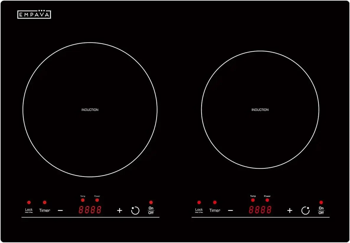 IDC12B2 Horizontal Electric Stove Induction Cooktop with 2 Burners in Black Vitro Ceramic Smooth Surface Glass 120V, 12 I