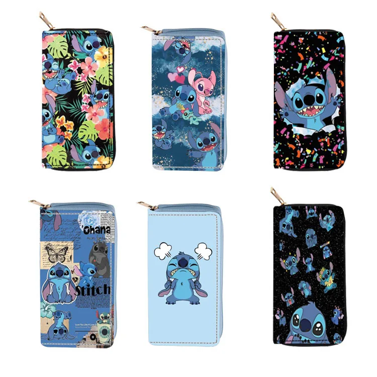 Disney cartoon cute Stitch wallet lady  zipper tassel key coin purse student wallet  card holder Coin Purses