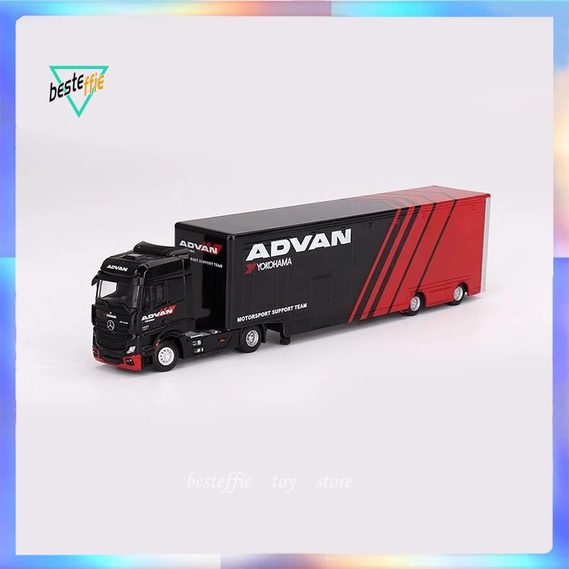 Mini Gt Car Model Simulation Alloy 1/64 Lhd Version Shown Mercedes Benz Trailer Actros W Advan Car Model Boy Collection Toy Gift