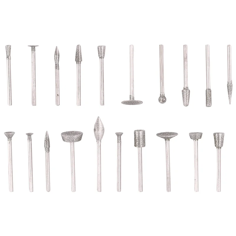 

Stone Carving Set Diamond Burr Bits,20PCS Polishing Kits Rotary Tools Accessories With 1/8 Inch Shank For Carving-B91B