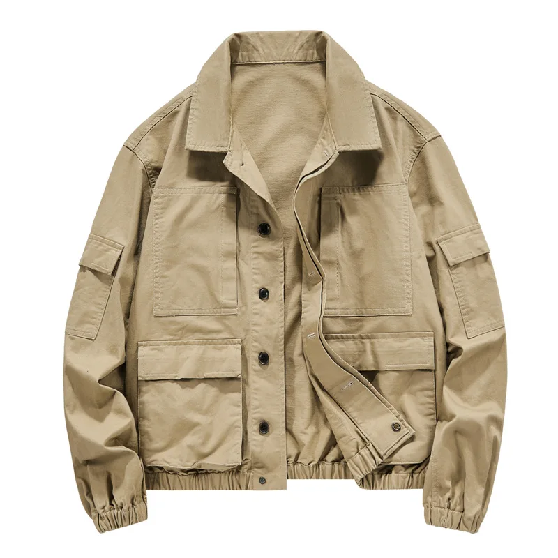 New Fashion Men Cotton Multi-pockets Military Cargo Jackets Tooling Coats Quality Man Spring Loose Casual Jackets Large Size 5XL
