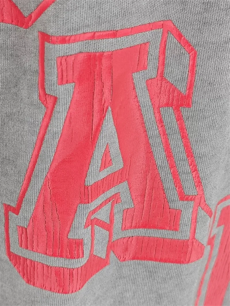 Saint Michael Angel Tshirts Pure Cotton Casual Grey Washed T Shirt Top Tees