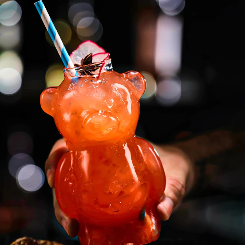 Verres à cocktail créatifs en forme d'ours, gobelet à jus transparent, verre personnalisé, accessoires de fête au bar