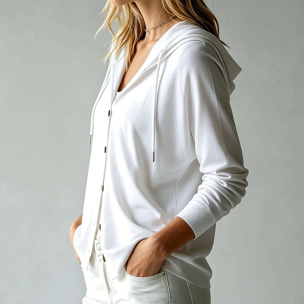 women\'s-polyester-hooded-cardigan-with-button-front-closure-and-for-relaxed-for-fit-for-everyday-comfort-all-season-wear