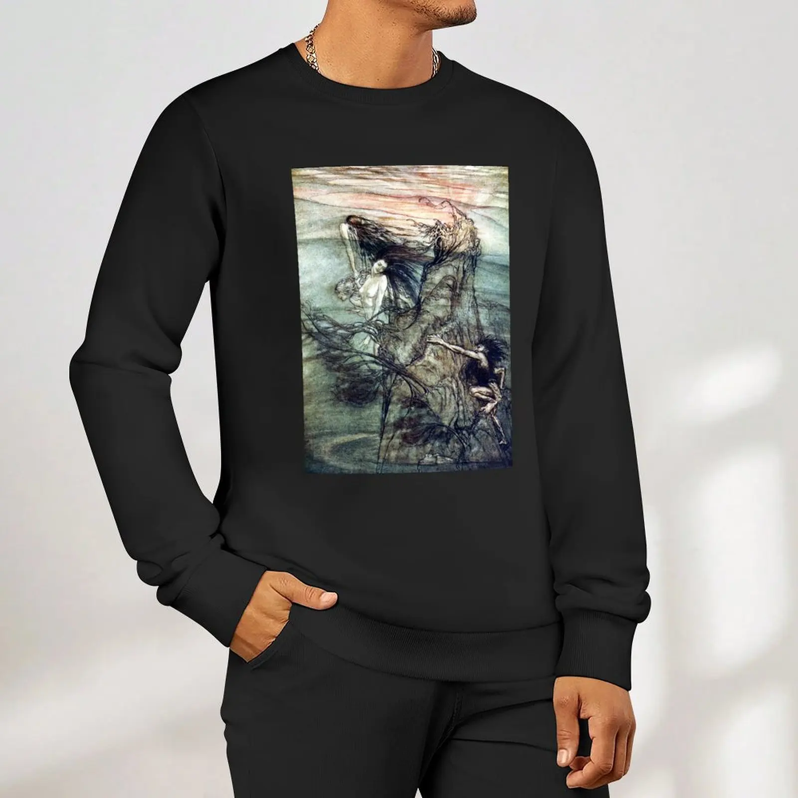 The Rhine Maidens tease Alberich - Arthur Rackham for The Ring of the Nibelung Pullover korean autumn clothes new sweatshirts