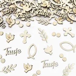 100 pieces of wooden confetti baptism, wooden confetti communion decoration,
