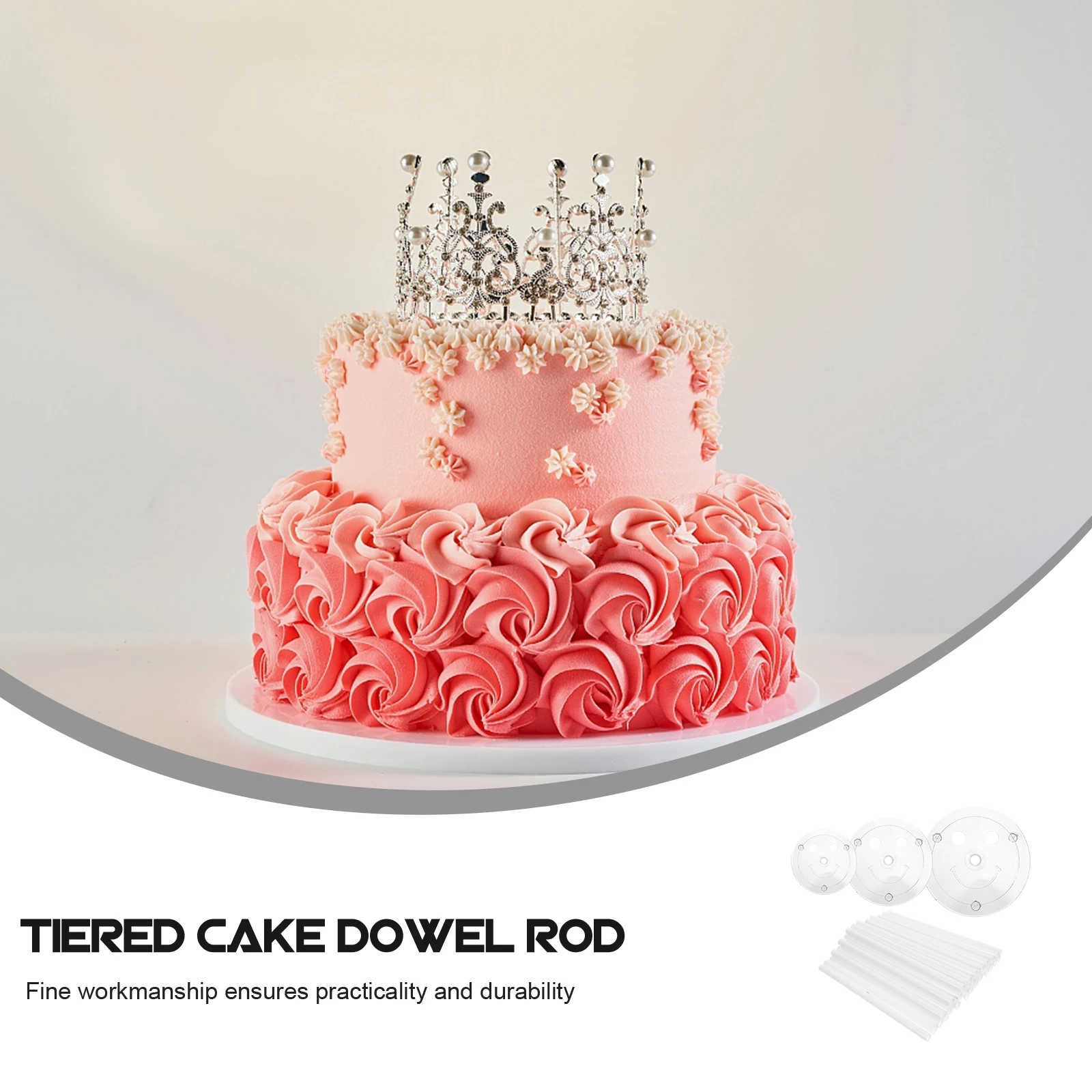 

Plastic Dowel Rods Set Clear Strong Support for Tiered Cakes Birthday Party Decorations Easy Install Cake St Sticks Supports