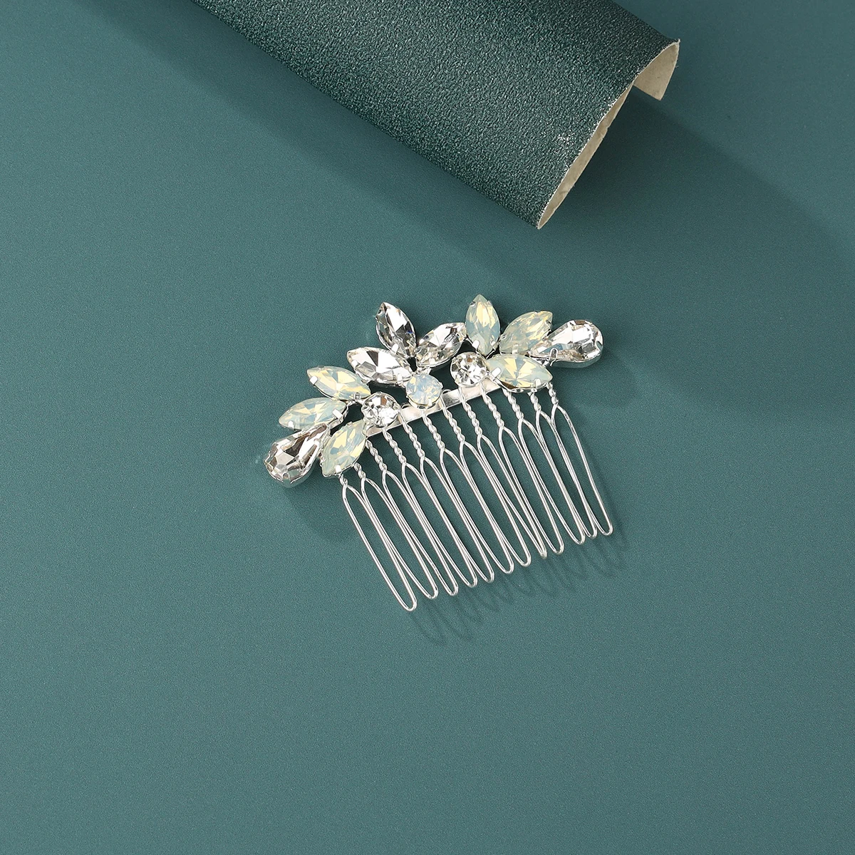 Opal Crystal Hair Comb Bridal Hair Pieces Vintage Bridal Hair Clip Bridal and Bridesmaid Wedding Hair Ornament (Silver)