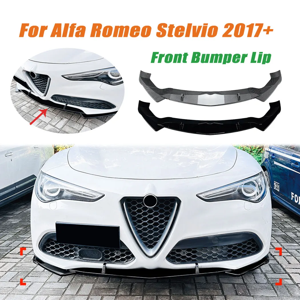 

For Alfa Romeo Stelvio 2017+ Car Front Bumper Spoiler Front Lower Lip Shovel Auto Body Exterior Guard Protect Decoration Trim