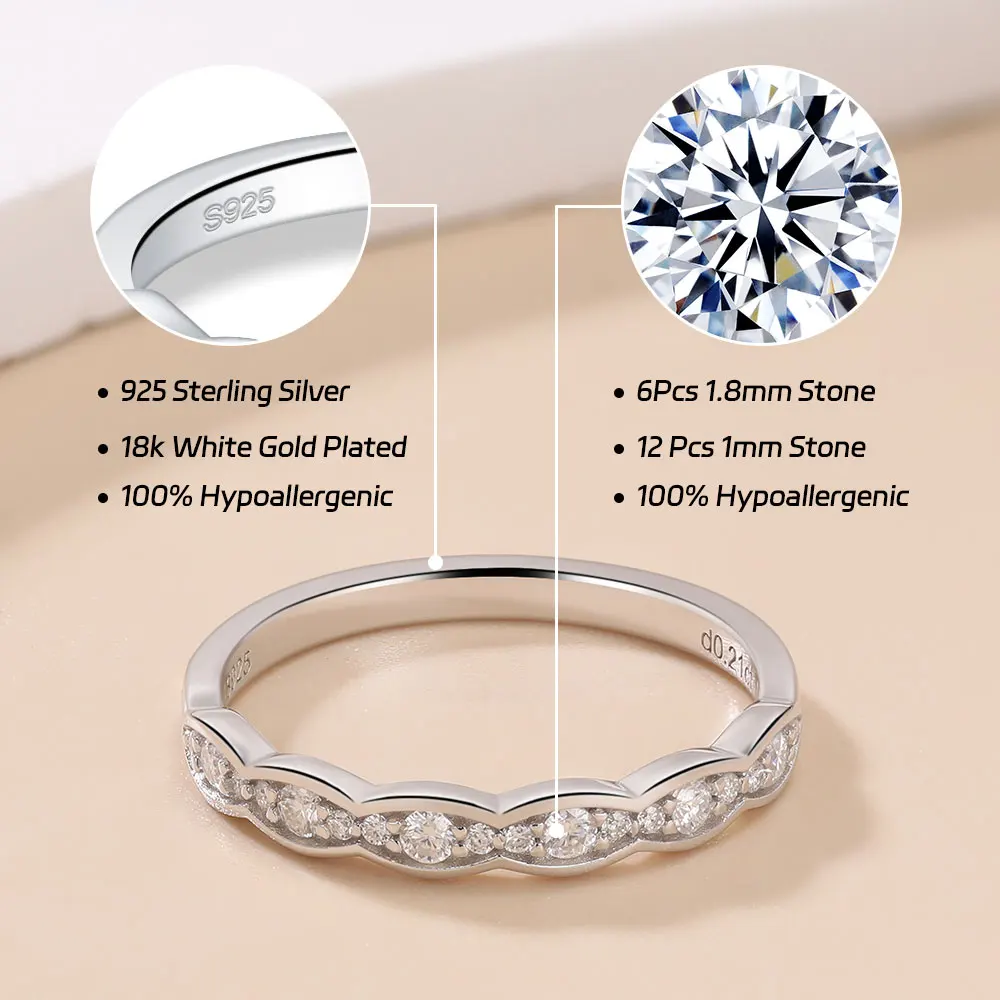 LinkerLove Moissanite Wedding Band S925 Sterling Silver Marquise Cut Diamond Engagement Ring for Women Gold Plated Fine Jewelry