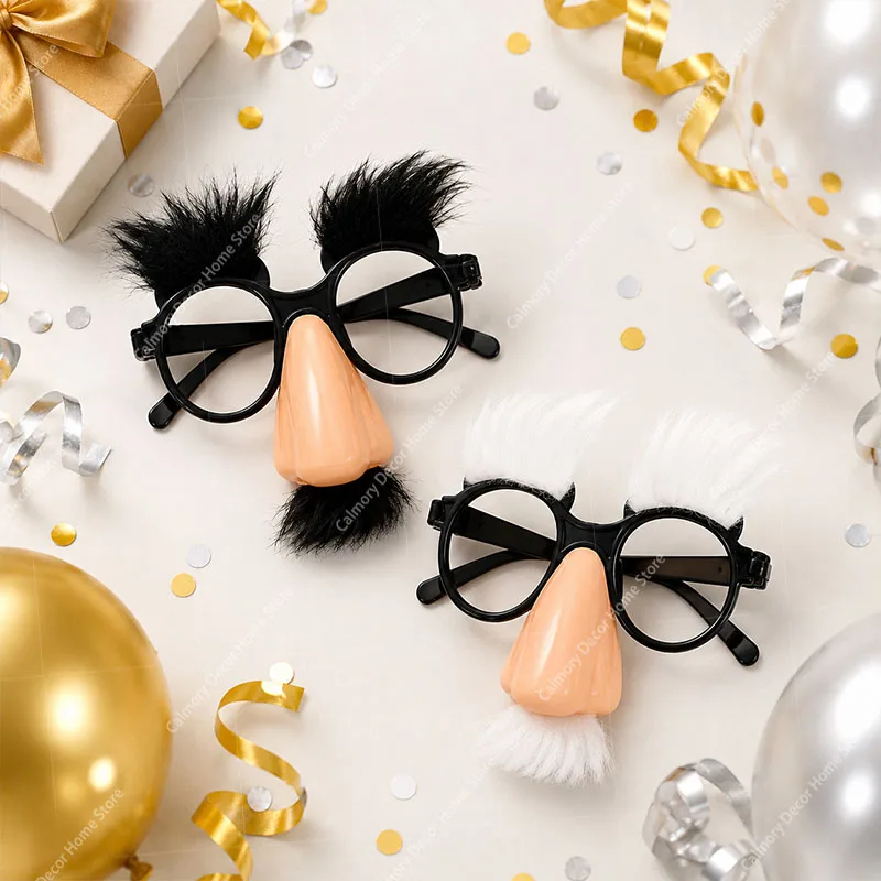 Gafas de Disfraz de Cosplay con Bigote y Nariz Grande, Gafas Divertidas de Contraste para Fiesta, Suministros para Festivales 2026