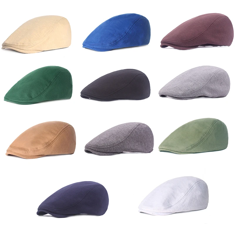 Cotton Caps Men Women Hat Soft Casual Beret Solid Unisex Retro Hat Driver Flat Cap The Waiter Cap