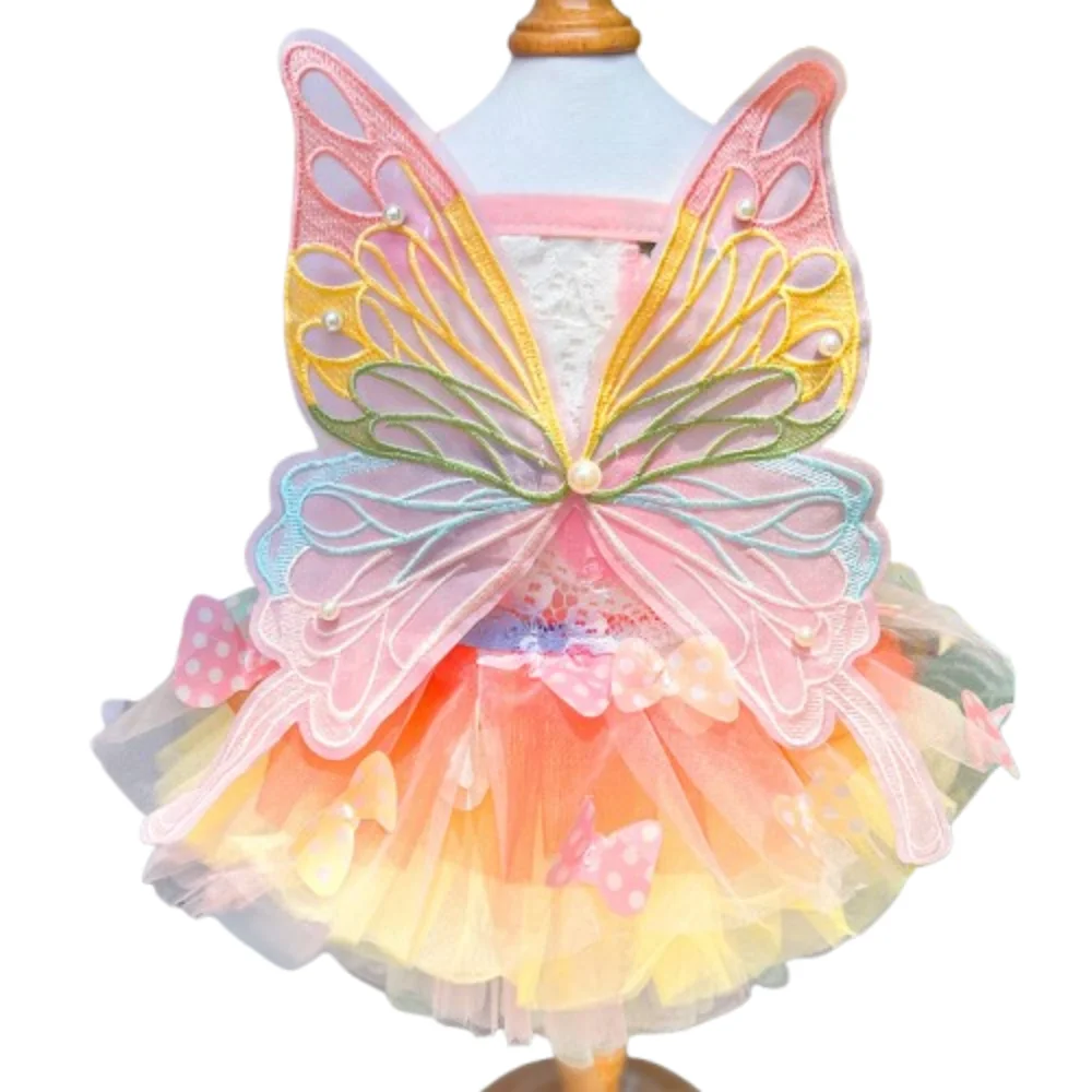 

Fashion Fluffy Pet Princess Dress Soft Breathable Dog Wedding Skirts Creative Cute Cat Butterfly Wing Dress Summer
