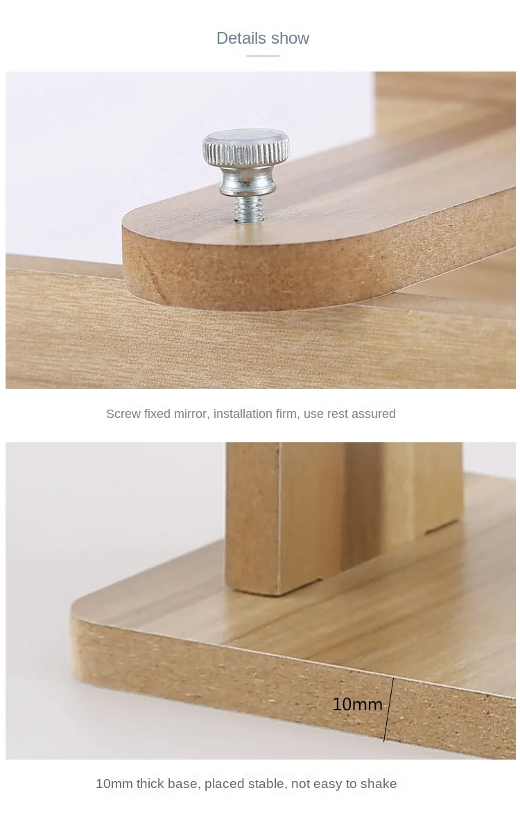 Espelho de vaidade de mesa tamanho grande espelho de maquiagem com suporte moldura de madeira penteadeira espelho para quarto decoração do banheiro