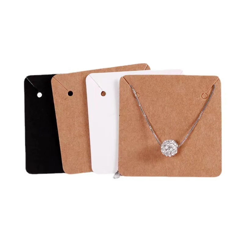 100Pcs/Pack Kraft Paper Earrings Necklaces Display Card Jewelry Packaging Card Self-Seal Packaging Cardboard Hang Tag Card