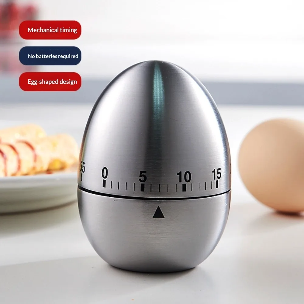 Creative Egg Shaped Mechanical Timer 60 Minute Countdown Perfect for Kitchen Baking Cooking