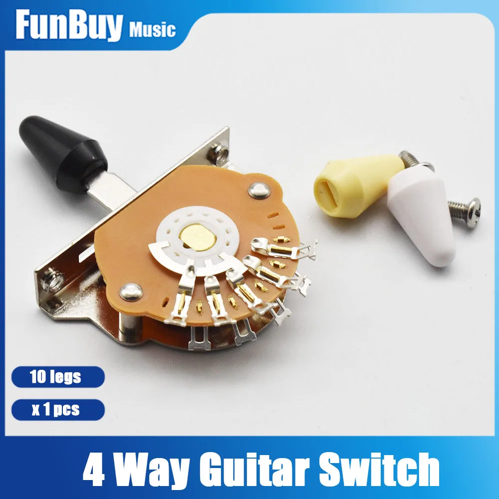 4  Way Electric Guitar Pickup Toggle Switch 10 Keys with 3pcs Plastic Tips Switch Screws Electric Guitar Accessories