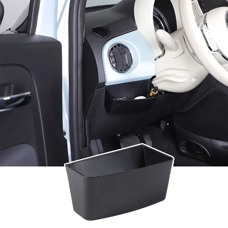 

For Fiat 500 2010+ Automotive Interior Modification Accessories Automotive Steering Wheel Left Knee Storage Box ABS