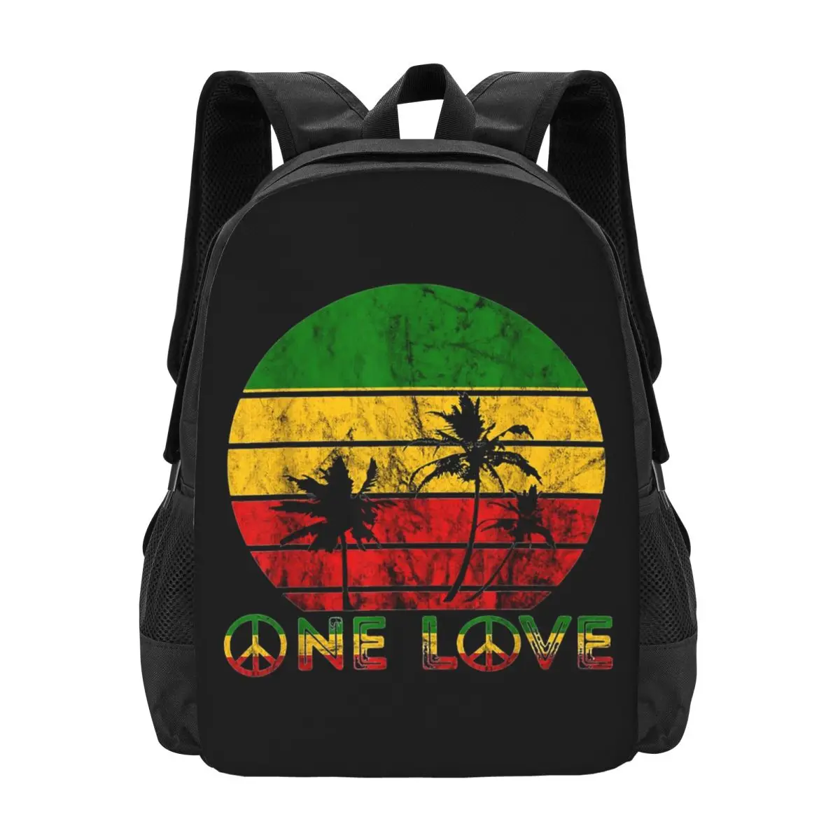 Retro Hawaiin One Love Peace Simbol Backpack Hot Sale Daypack Large Capacity BookBag School Bag Shoulder Bags for Men Women