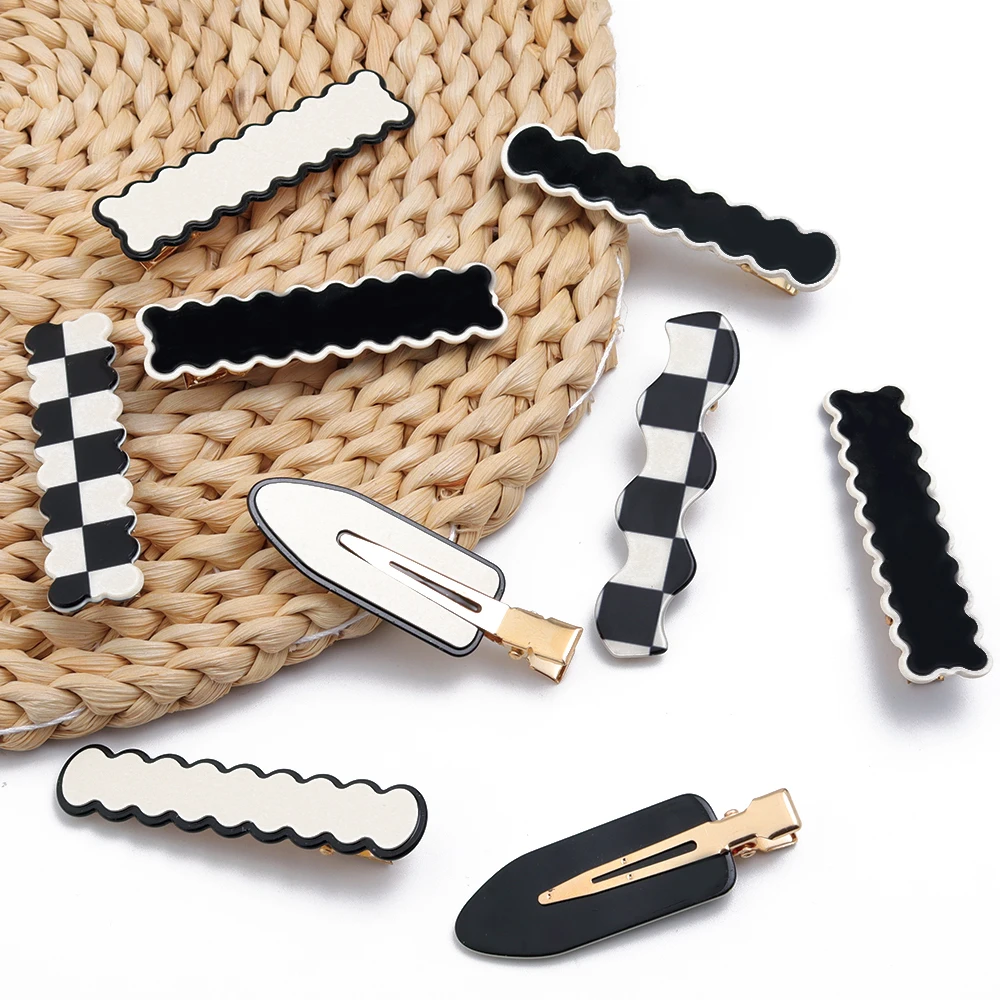 

5pcs/set alloy Checker board Geometric Hairpins Women Elegant Sweet Side Hair Clips Barrettes Fashion Hair Accessories