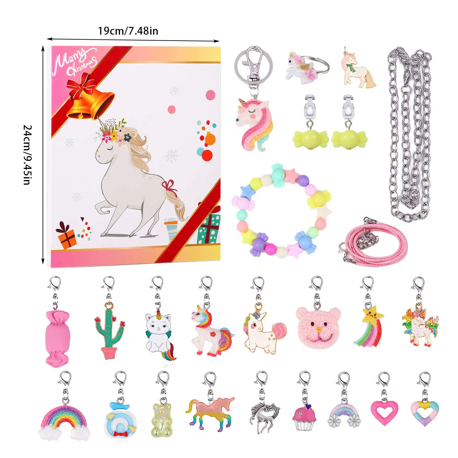 Minuterie numérique pour enfants, compte à rebours, calendrier de l'avent de noël pour enfants, ensemble de bijoux, bague, collier, boucles d'oreilles, minuterie de sable 24 pièces pour enfants