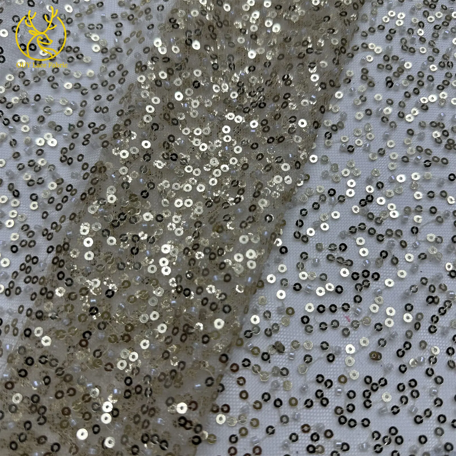 Großhandel Afrikanischer Perlen-Pailletten-Netzstoff 2026 Hochwertige Nigerianische Tüllspitze für Hochzeitskleider und Partykleider 5 Yards – Detail 24