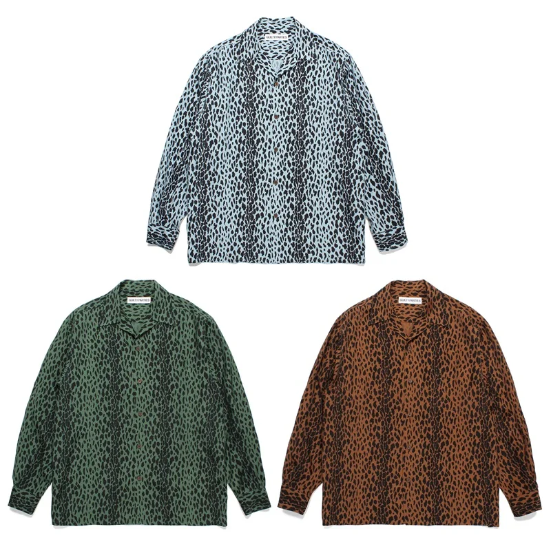 

High Street Leopard Print WACKO MARIA Long Sleeve Shirt High Quality Vintage Shirt Mens Womens WACKO MARIA Hawaii Shirts