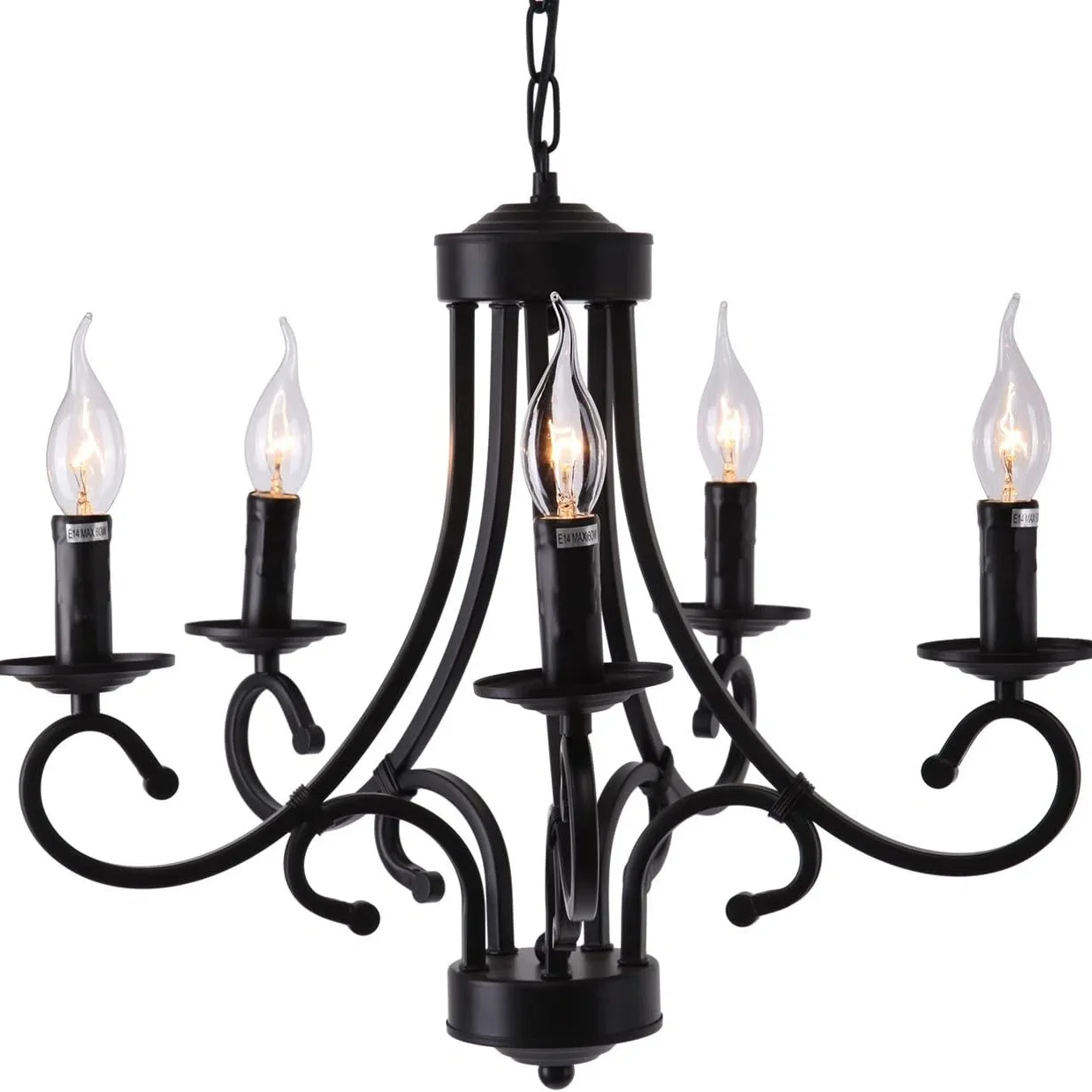 

Modern Candle Pendant Lights Retro Iron Black Chandeliers Living Room Bedroom Restaurant Hanging Lamps for Luminaires Fixture