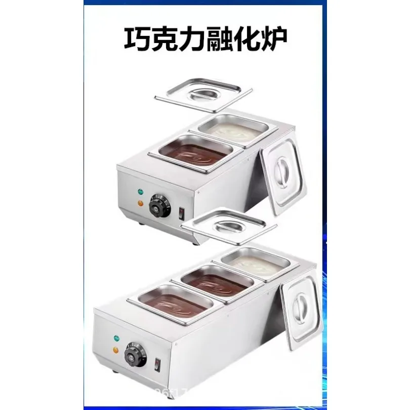 2 Tanks Chocolate Melting Machine 800W Water Bath Chocolate Melter 2×1.5L Stainless Steel Bakery Equipment