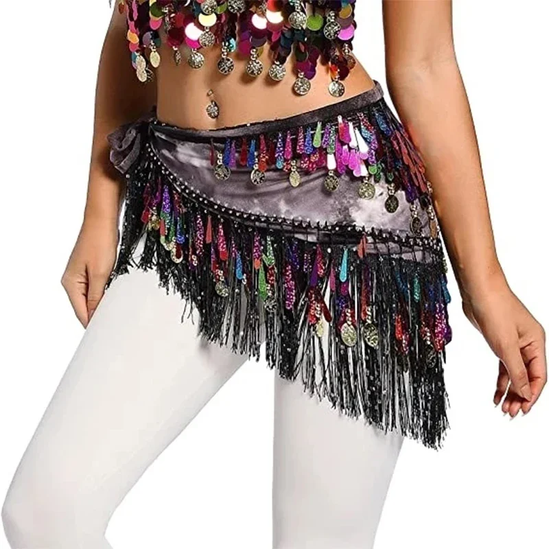 

Women Tribal Coins Belt Belly Dance Costume Accessories Sequin Tassel Hip Scarf Belly Dance Belt Hip Scarf