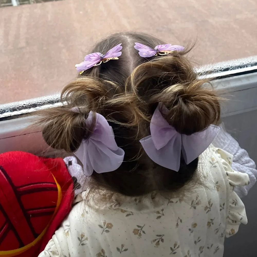 Pinzas para el pelo con lazos de encaje para niña, horquillas suaves de Color sólido, accesorios para el cabello de princesa rosa, 2 unidades por