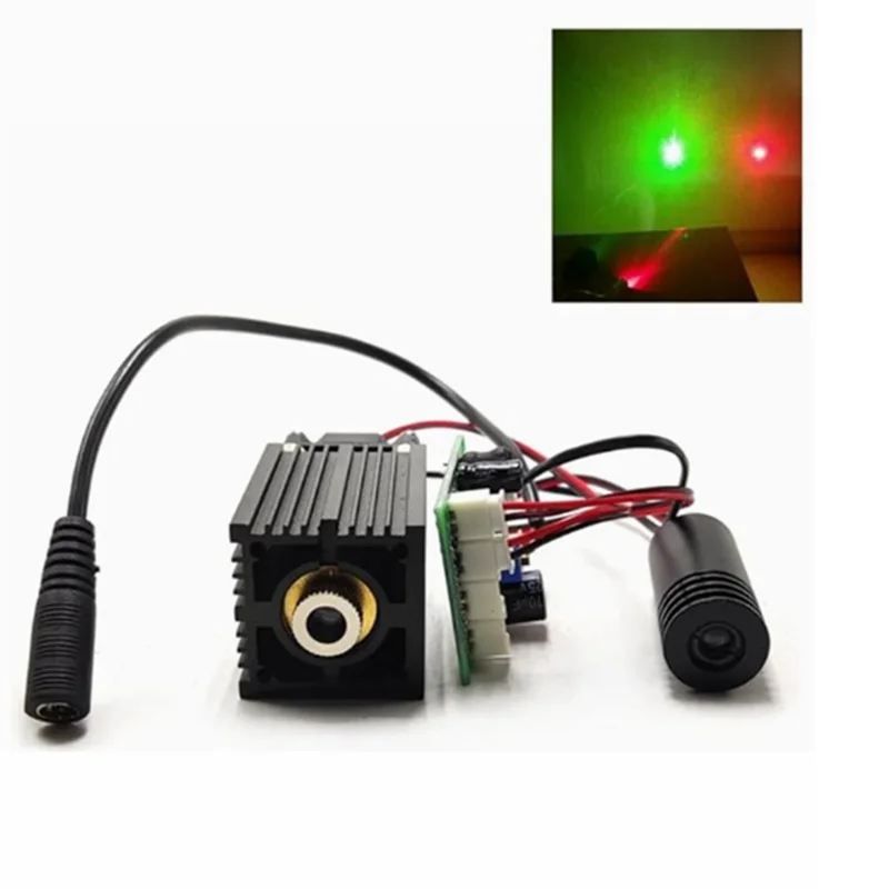 

Зеленый лазер 532 нм-50 + 650 нм-200, точечный модуль красного лазера 12 В с драйвером и TTL 0-20 кГц