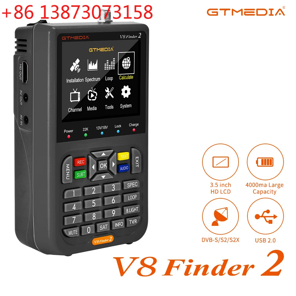 Original GTMEDIA V8 Finder 2 Satellite TV Finder Meter 4.3'' LCD DVB-S/S2/S2X H.265 PK V8 Finder 2 Pro2 V7 S5X SATLINK WS-6933