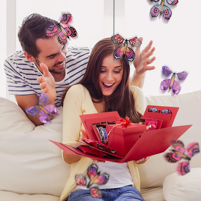 Pink Explosion Surprise Gift Box Flying Butterfly Surprise Box Can Put Money Snacks For Valentine'S Day Mother'S Day Birthday