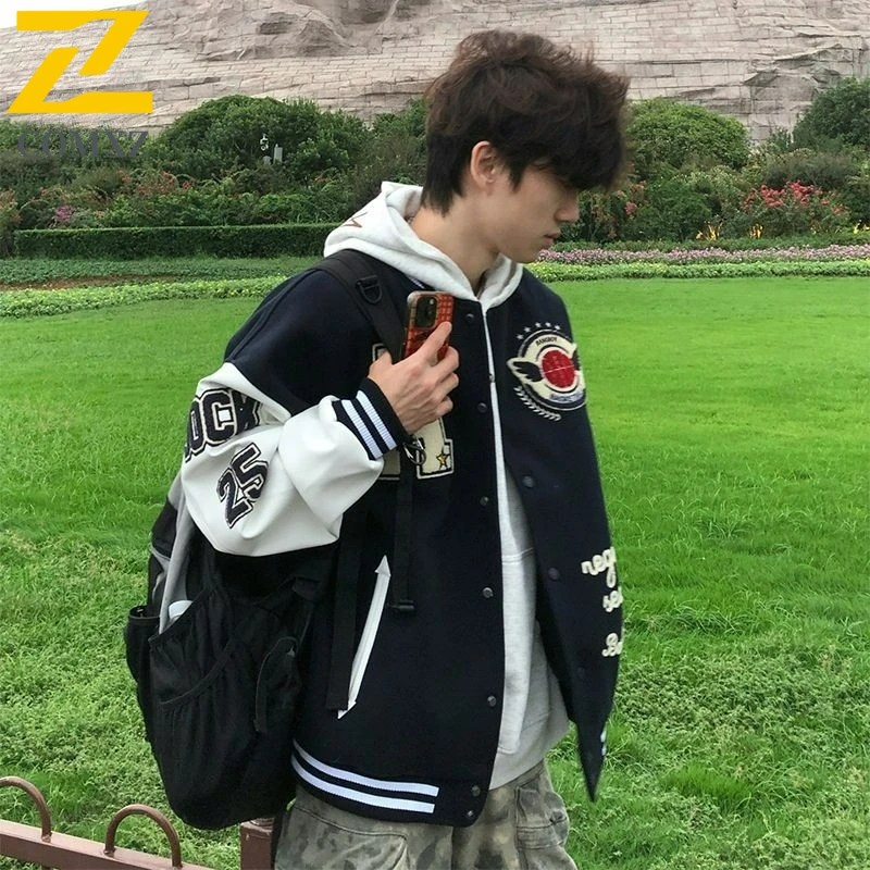 COMXZ الرجال خندق معطف عصري فضفاض متعدد الاستخدامات Ins اليومية عادية Preppy زي بيسبول عطلة نهاية الأسبوع Getaways ملابس خارجية عالية الجودة #1