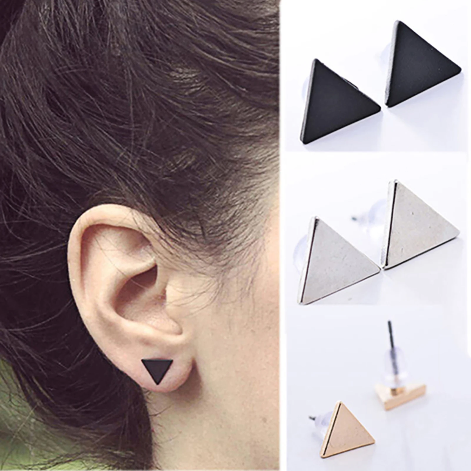 Jewelry Triangle Stud Earrings For Women Girls Kid Lady Wedding Jewelry Gift Dropsgipping