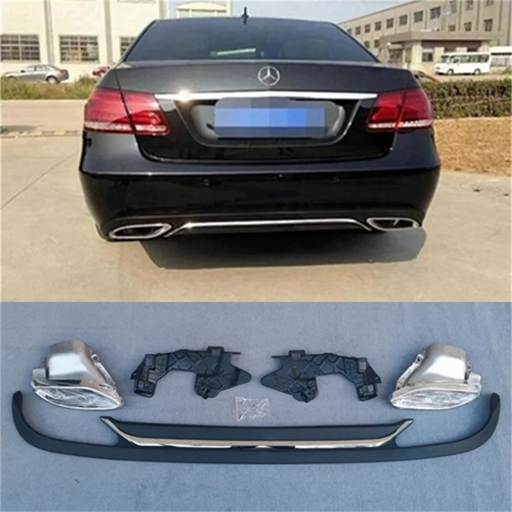 Rear Lip Spoiler & Exhause For Mercedes Benz E Class W212 E200 E250 E300 E500 2014-2016 High Quality PP Bumper Diffuser