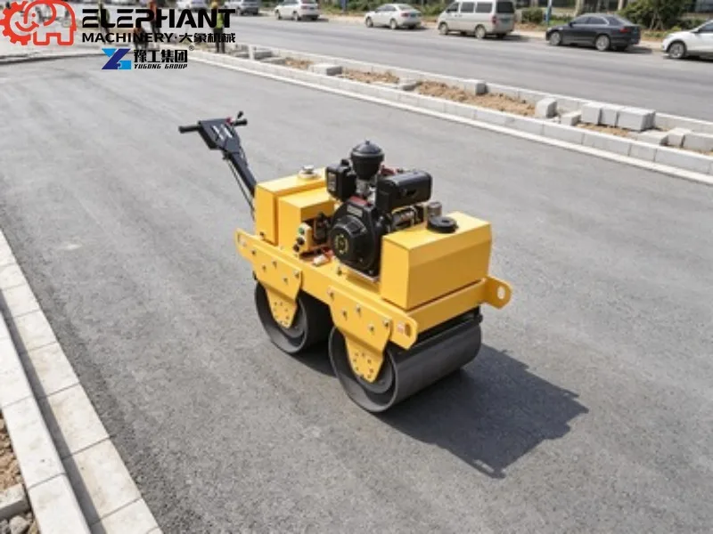 Double Drum 600kg Baby Vibratory Roller, Manual Road Compactor For Asphalt Pavement Maintenance