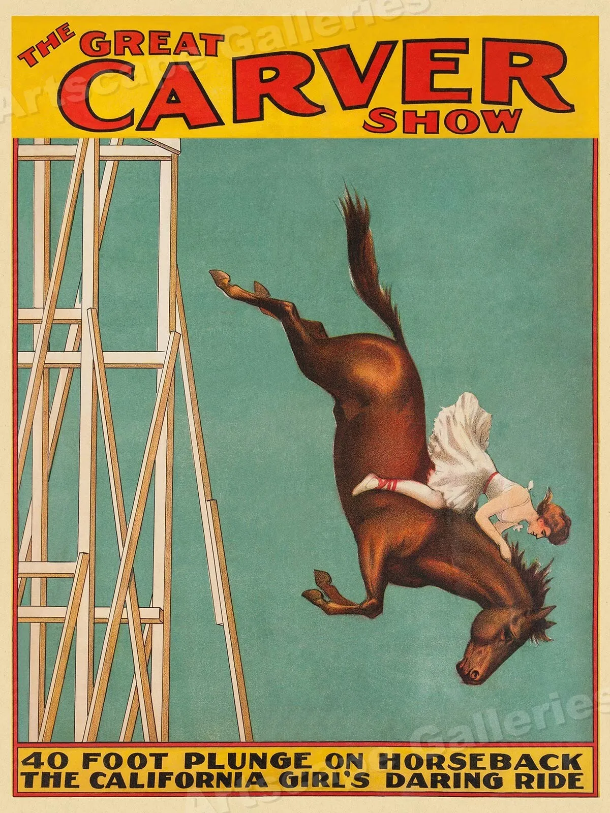 1920s Diving Horse Carver Show - Atlantic City Steel Pier Poster Wall Painting Home Decor
