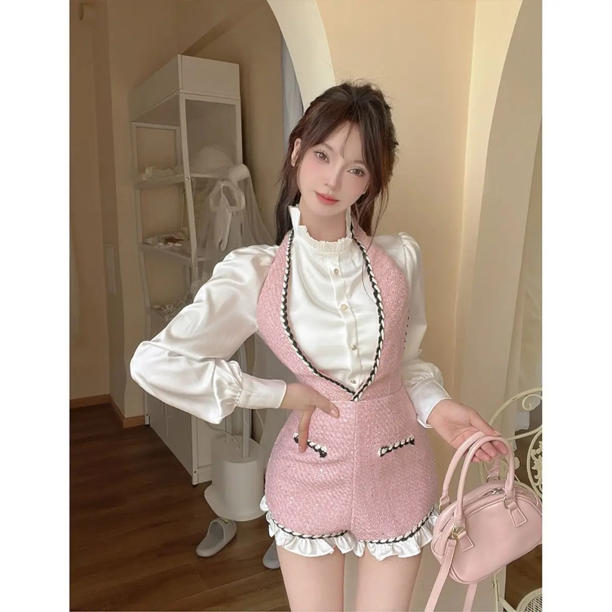 Korea Two Piece Set Playsuits Women'S Early Spring High-End Exquisite Fashion Long Sleeve Loose Comfort Jumpsuit Women'S Clothes