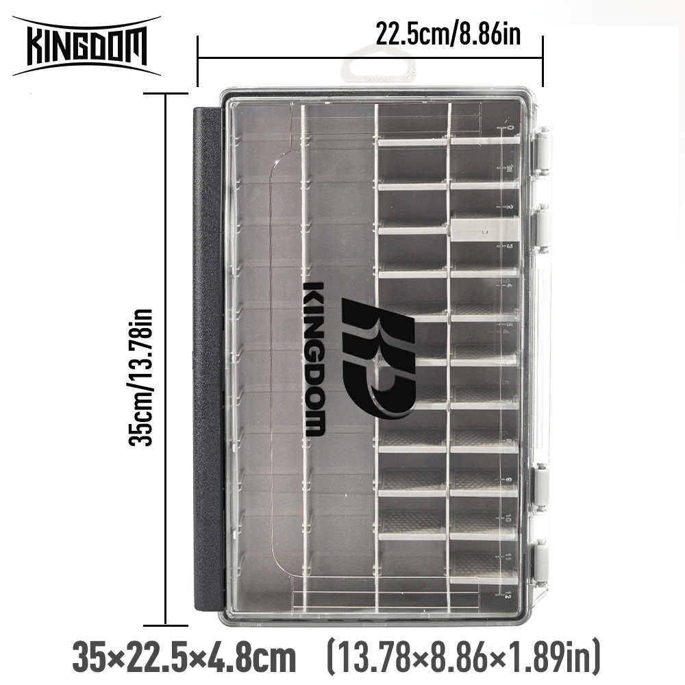 Kingdom Fishing Tackle Box, 2 Größen, multifunktionaler Tackle-Tabletts, Organizer mit herausnehmbaren Trennwänden, Angelköder-Box