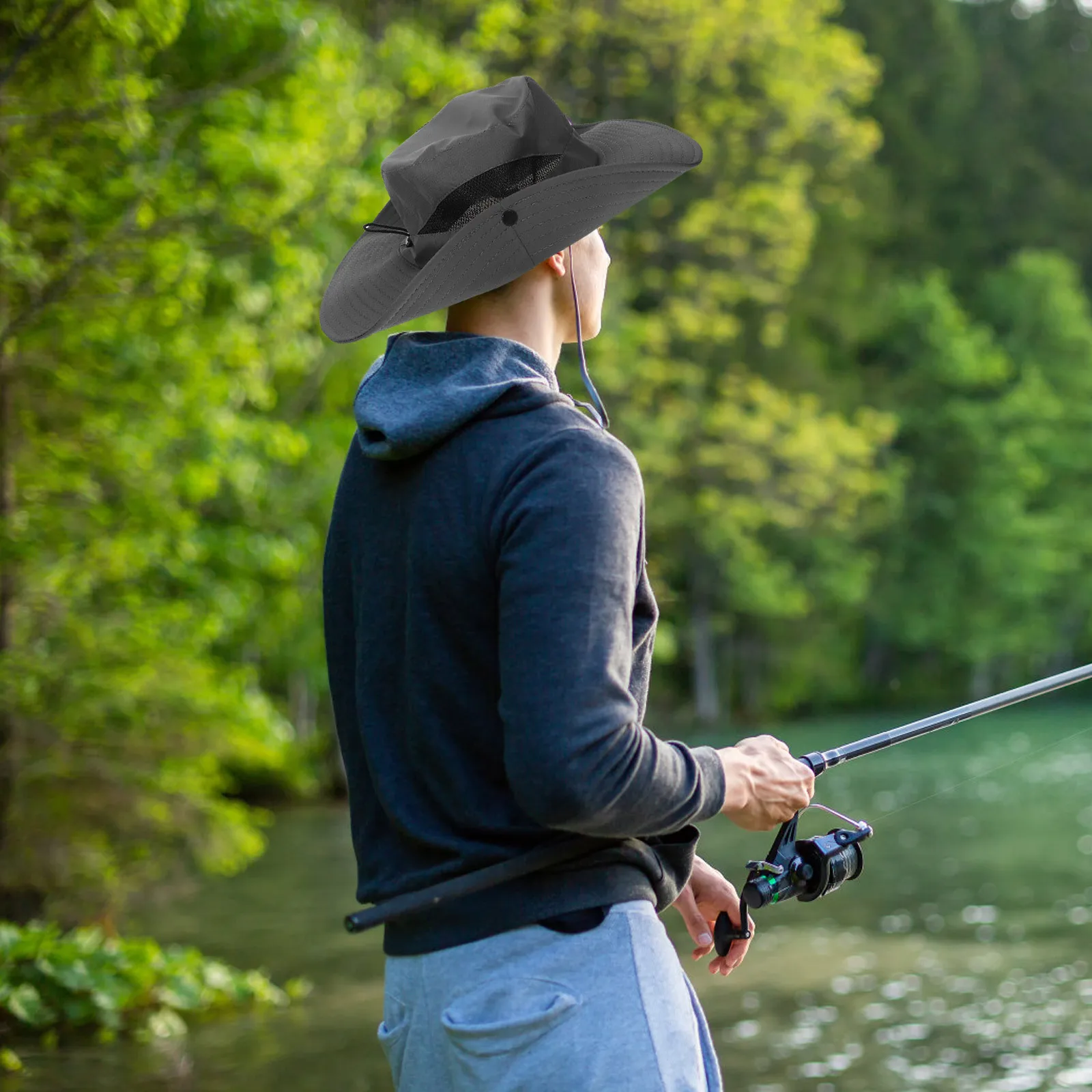 

Wide Brim Sun Hat Men Women Lightweight Breathable Adjustable Strap for Fishing Hiking Camping Gardening Outdoor