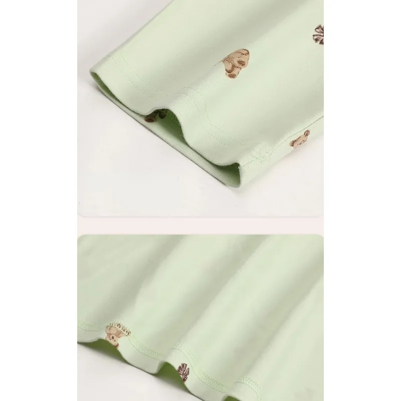 2024 New Pajamas Autumn Long Sleeve Pants Sleepwear Round Neck Spring Autumn Homewear Cardigan Cotton Simple Loose Loungewear