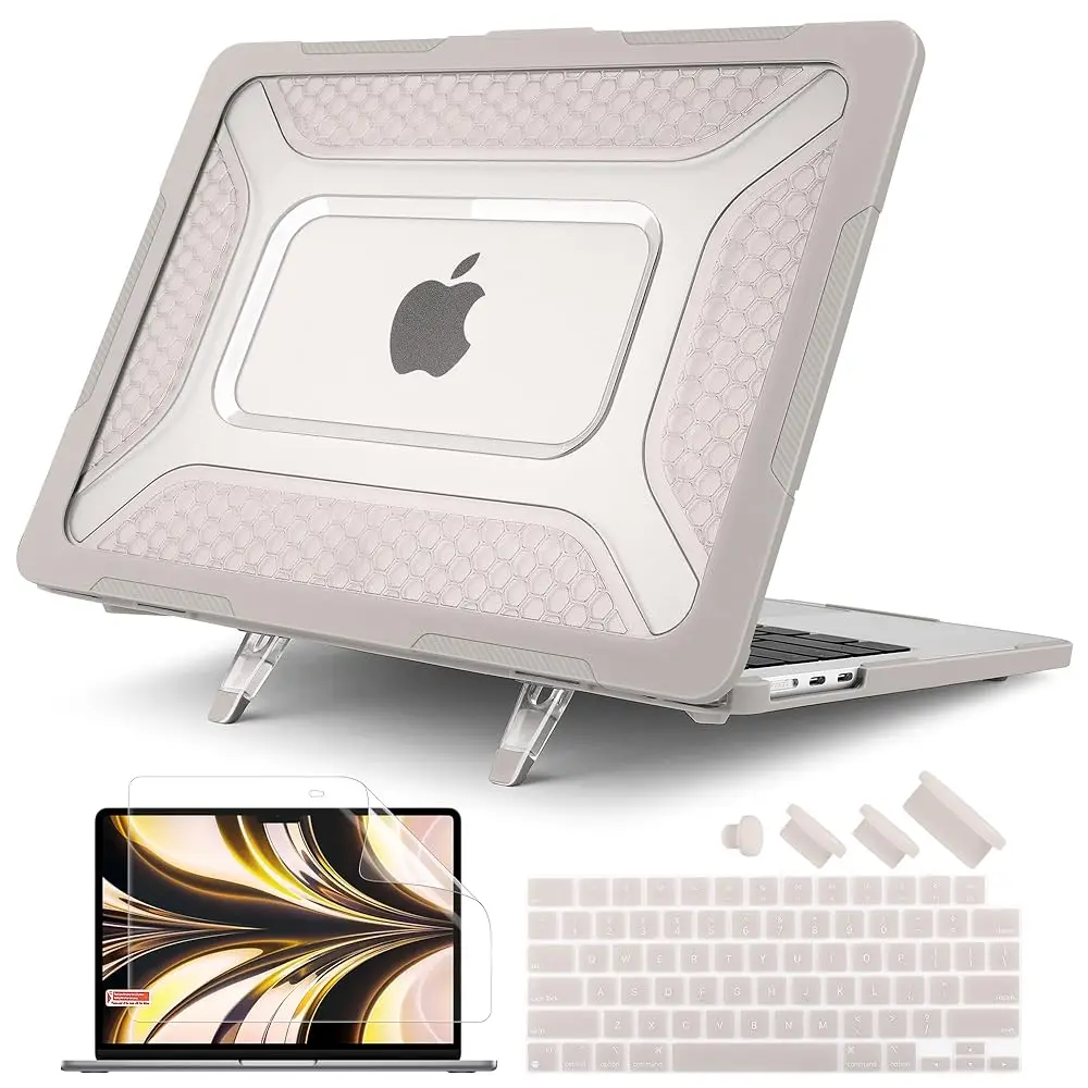 

Free ShippingUpgraded Heavy Duty Case for MacBook Air 15 inch M5 2026 2025 M4 2024 2023 Release,Honeycomb Hybrid TPU + Matte PC