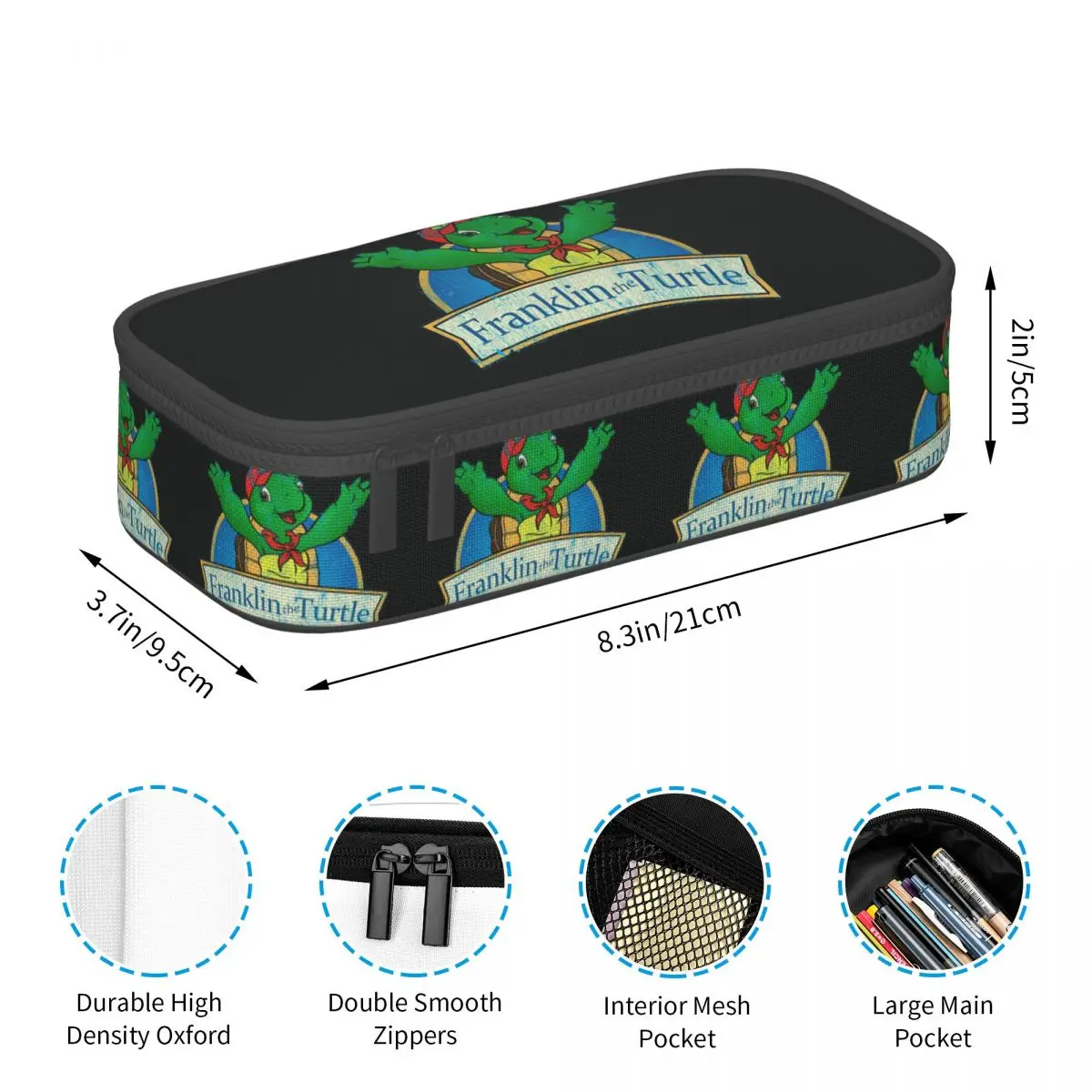 Vintage Franklin The Turtle Pencil Case for Studen School Pen Box Pencil Bag Stationery Supplies Pen Holder Bag