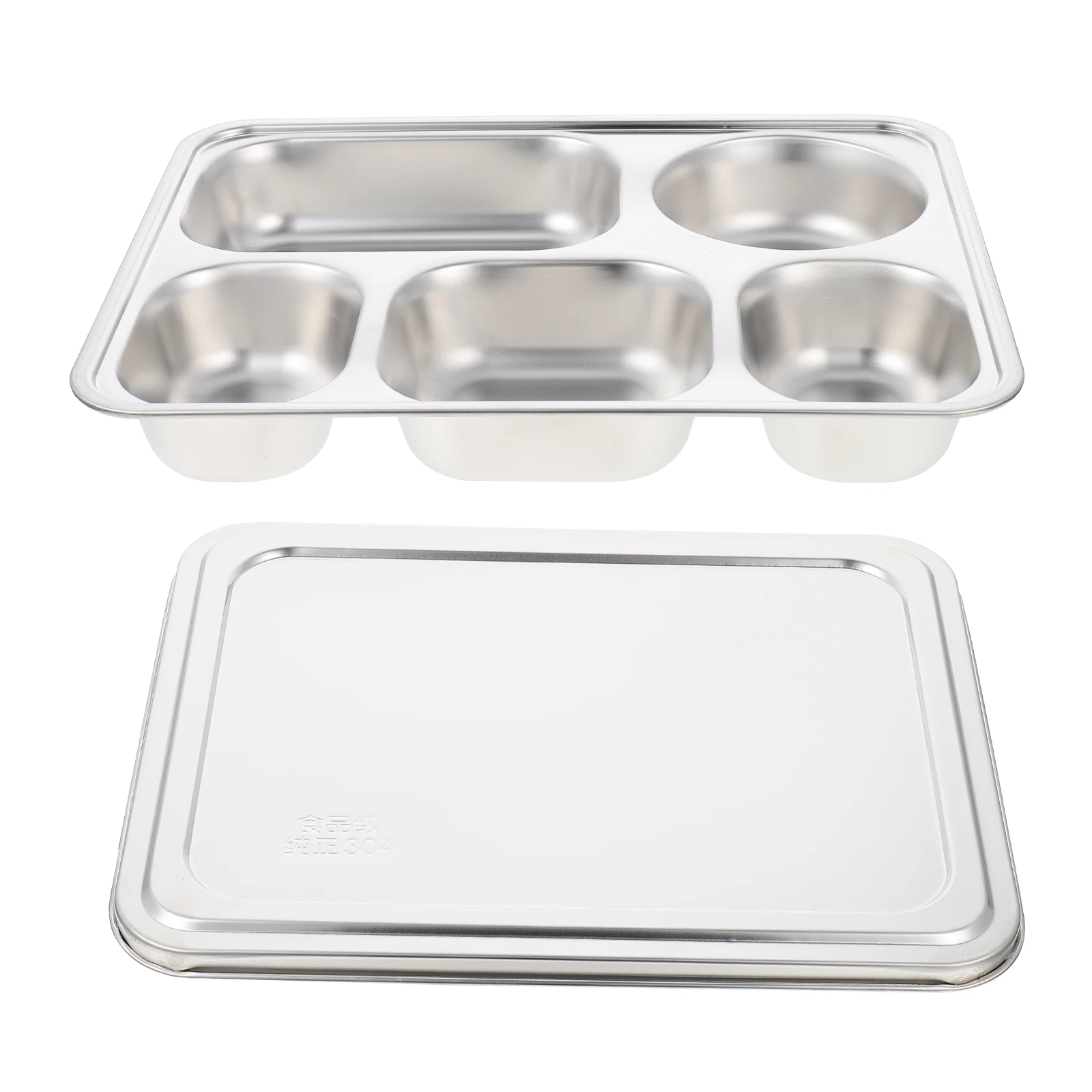 

Stainless Steel Divided Lunch Tray Food Compartment Plates Metal Boxes School Cafeteria Dining Child Picnic Camping Diet