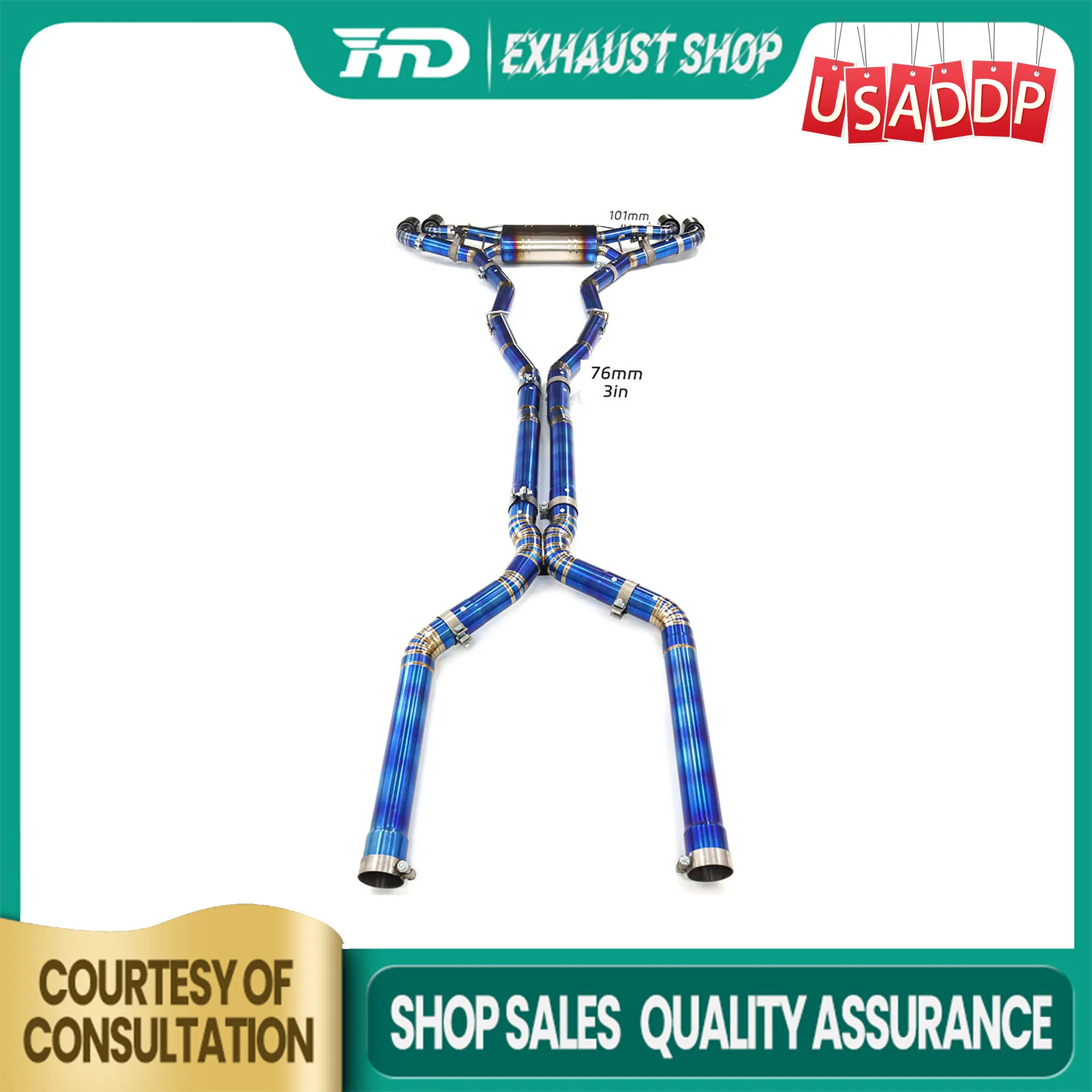 

HMD Exhaust Catback for BMW X5M X6M F95 F96 Ti Electronic valve Muffler Tips Large diameter pipe 76mm